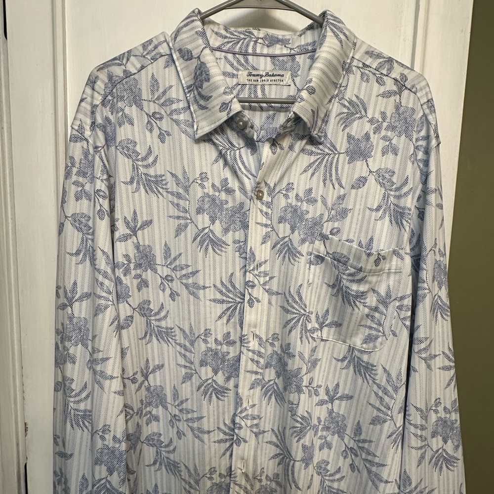 Tommy Bahama White and Blue Floral Button-Down Shirt